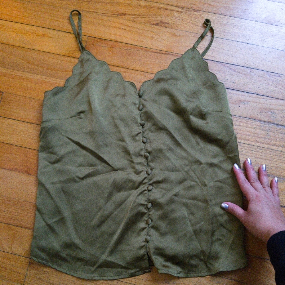 Silk olive green cami